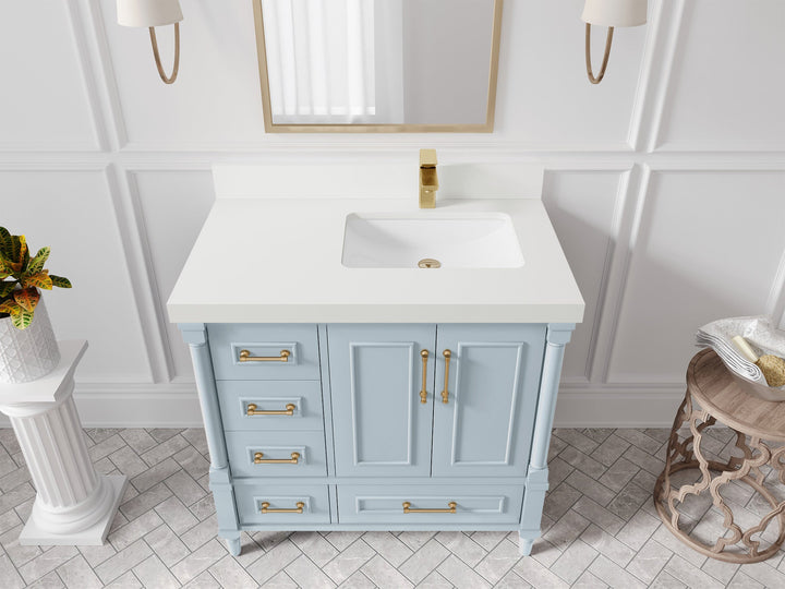 Aberdeen 36 in. W x 22 in. D Right Offset Sink Bathroom Vanity - photo 43