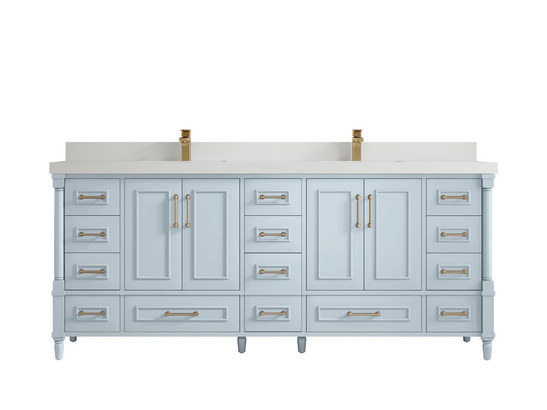 Aberdeen 80 in. W x 22 in. D Double Sink Bathroom Vanity in Blue Heather with 2 in. White Quartz Countertop