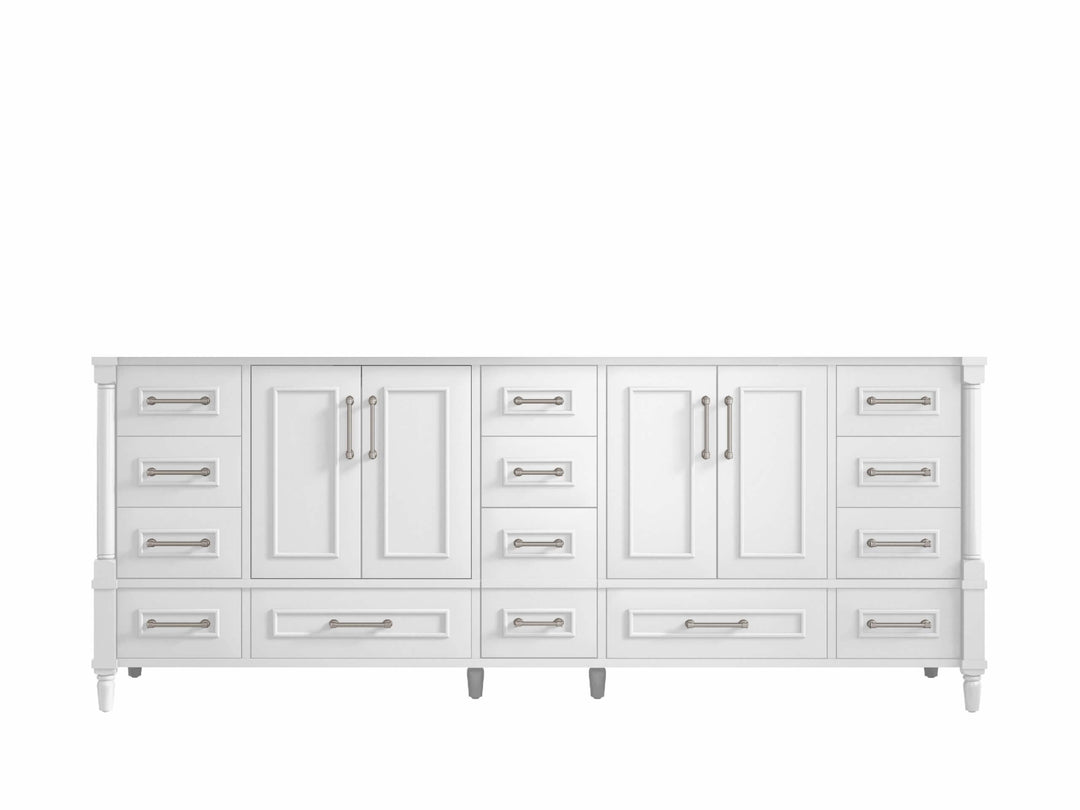 Aberdeen 84 in. W x 22 in. D Double Sink Bathroom Vanity in White- Cabinet only