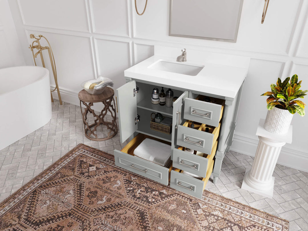 Aberdeen 36 in. W x 22 in. D Left Offset Sink Bathroom Vanity