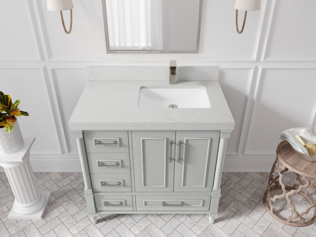 Aberdeen 36 in. W x 22 in. D Right Offset Sink Bathroom Vanity
