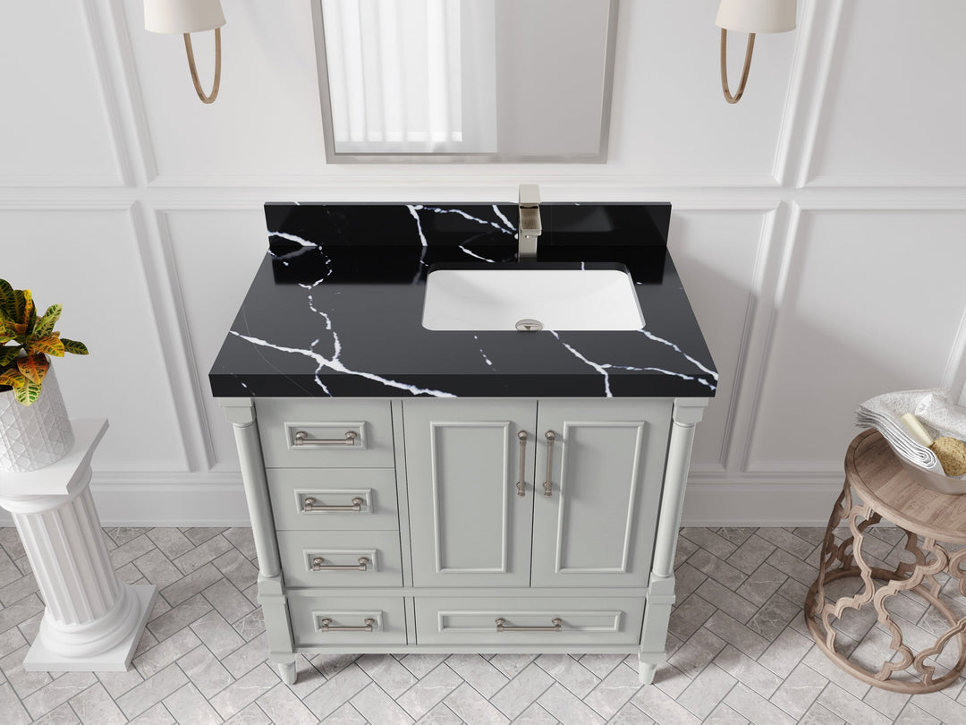 Aberdeen 36 in. W x 22 in. D Right Offset Sink Bathroom Vanity
