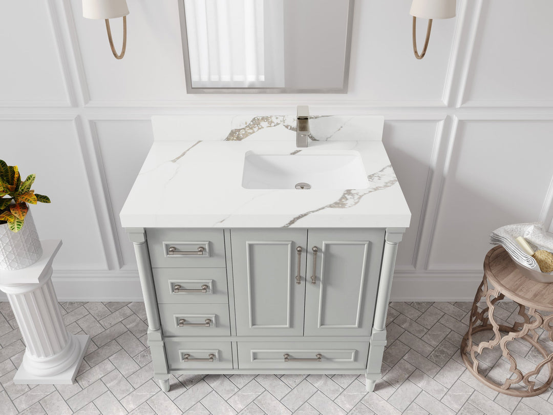 Aberdeen 36 in. W x 22 in. D Right Offset Sink Bathroom Vanity