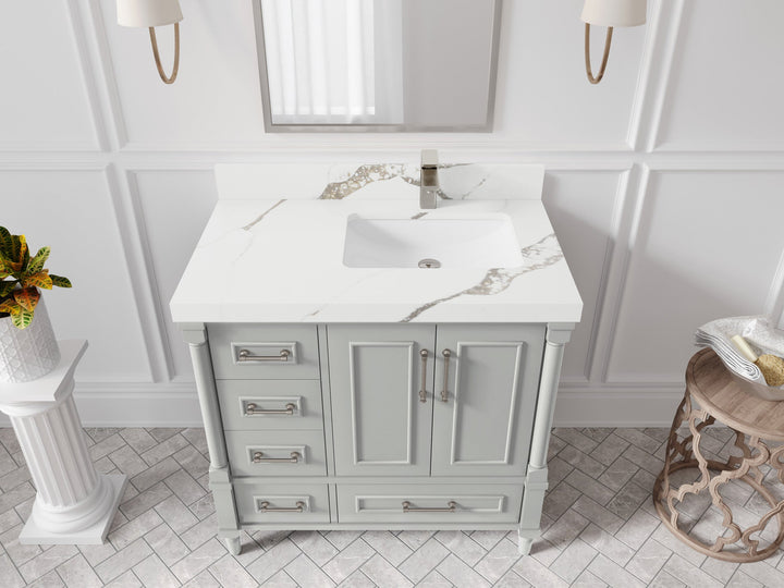 Aberdeen 36 in. W x 22 in. D Right Offset Sink Bathroom Vanity - photo 11