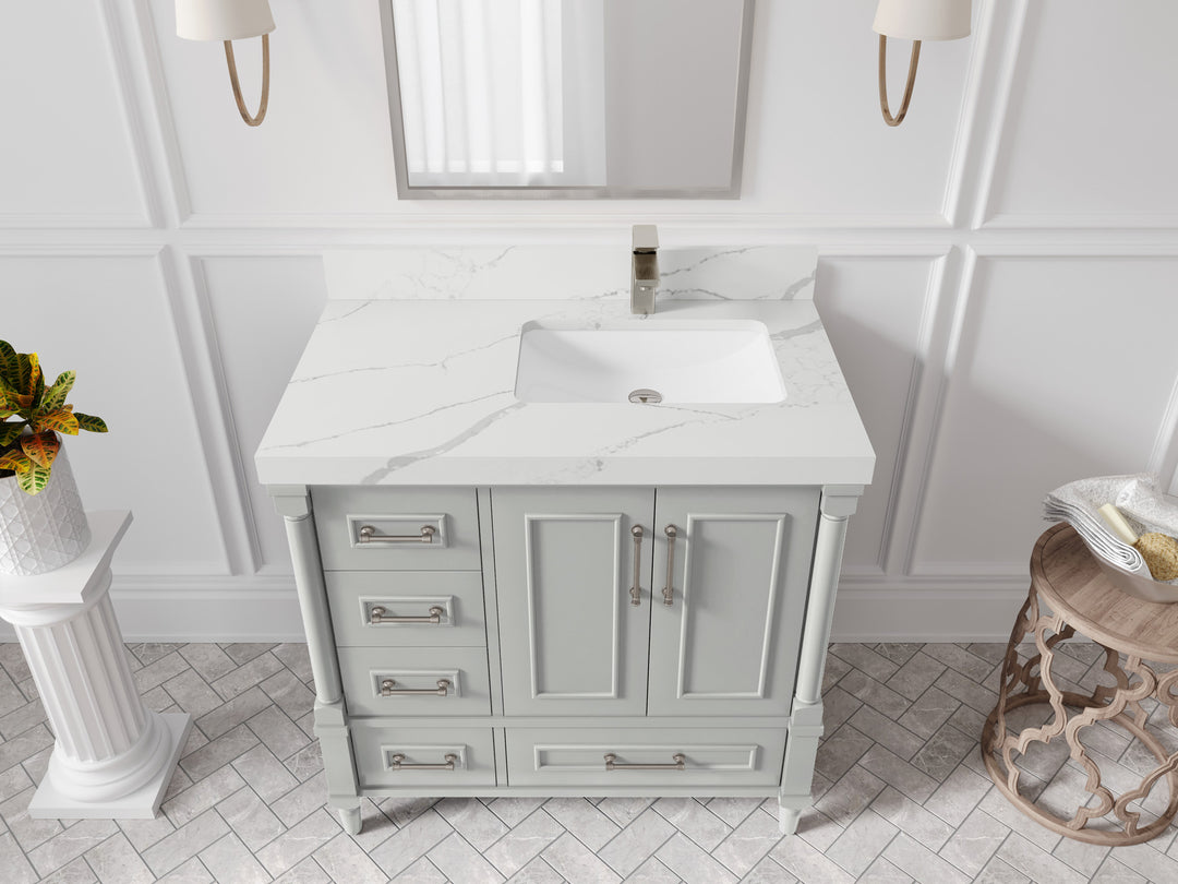 Aberdeen 36 in. W x 22 in. D Right Offset Sink Bathroom Vanity