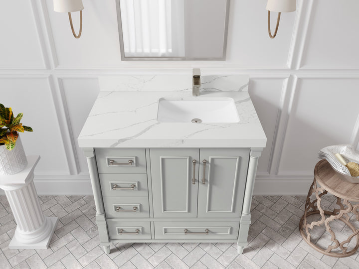 Aberdeen 36 in. W x 22 in. D Right Offset Sink Bathroom Vanity - photo 9