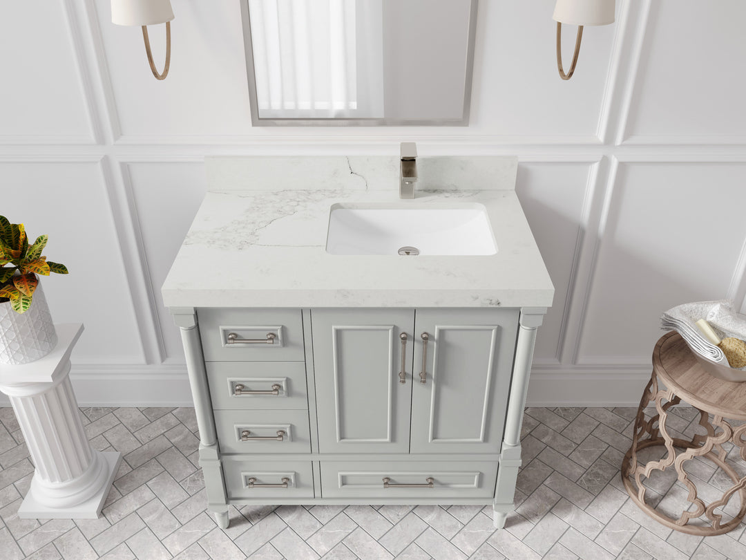 Aberdeen 36 in. W x 22 in. D Right Offset Sink Bathroom Vanity
