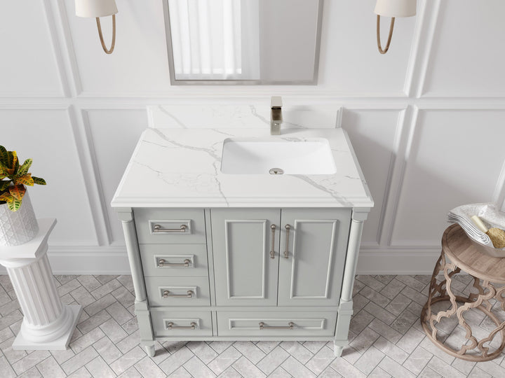 Aberdeen 36 in. W x 22 in. D Right Offset Sink Bathroom Vanity - photo 19