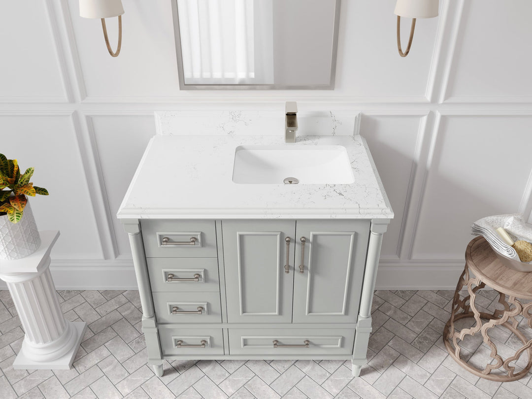 Aberdeen 36 in. W x 22 in. D Right Offset Sink Bathroom Vanity