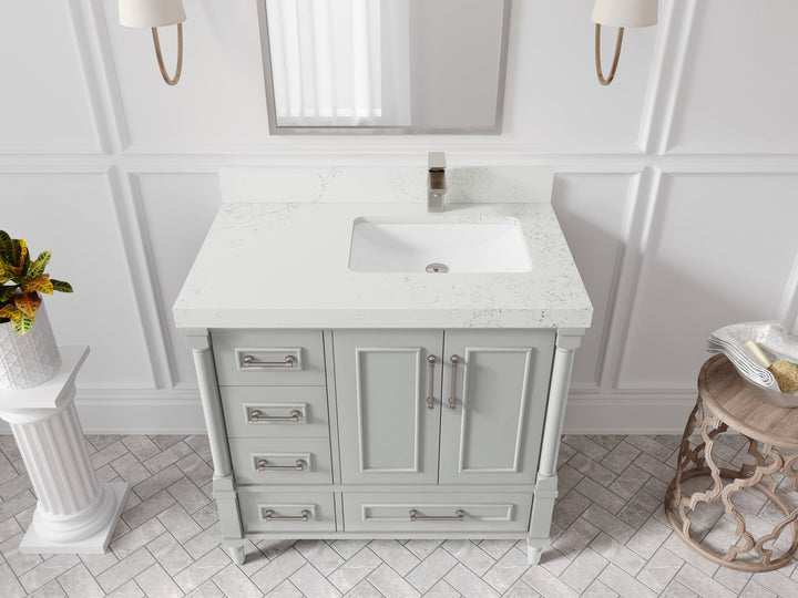 Aberdeen 36 in. W x 22 in. D Right Offset Sink Bathroom Vanity - photo 25