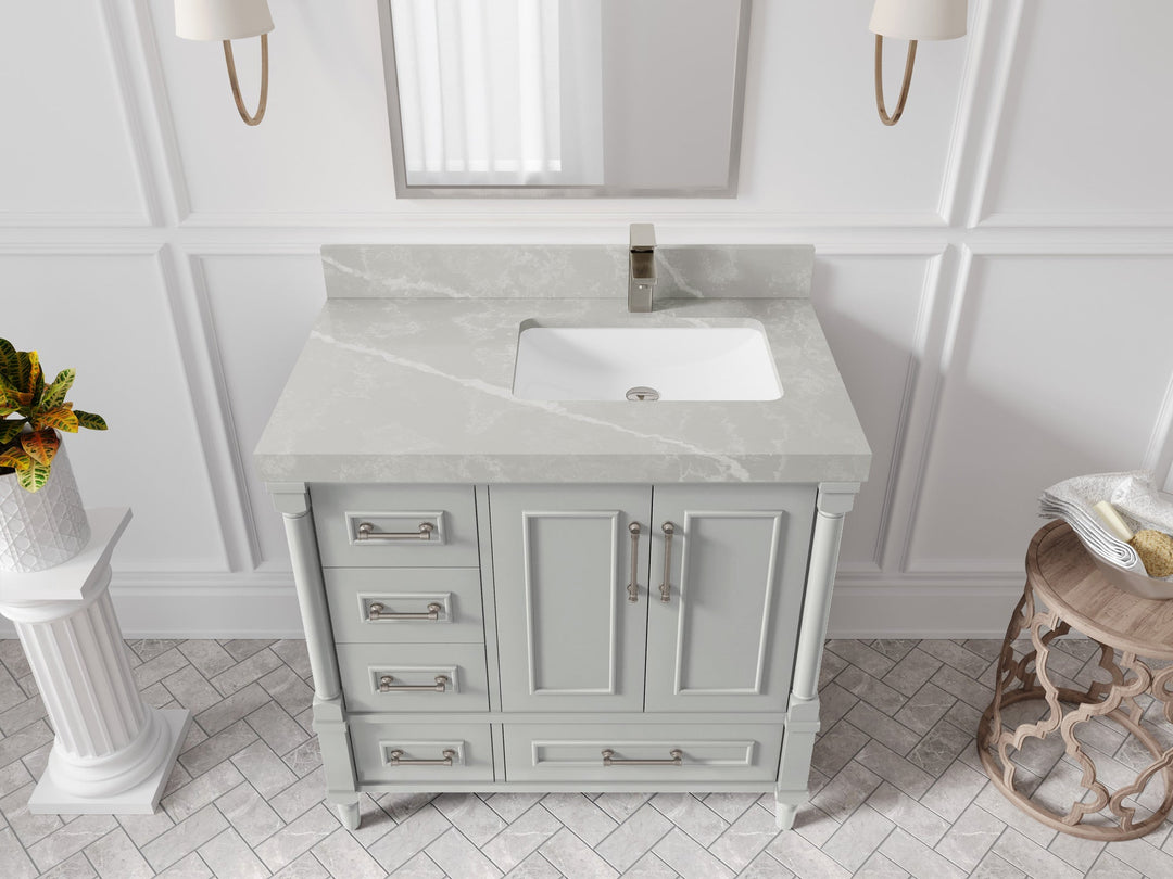 Aberdeen 36 in. W x 22 in. D Right Offset Sink Bathroom Vanity