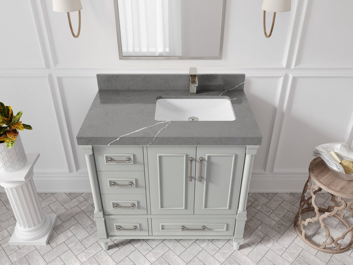 Aberdeen 36 in. W x 22 in. D Right Offset Sink Bathroom Vanity - photo 29