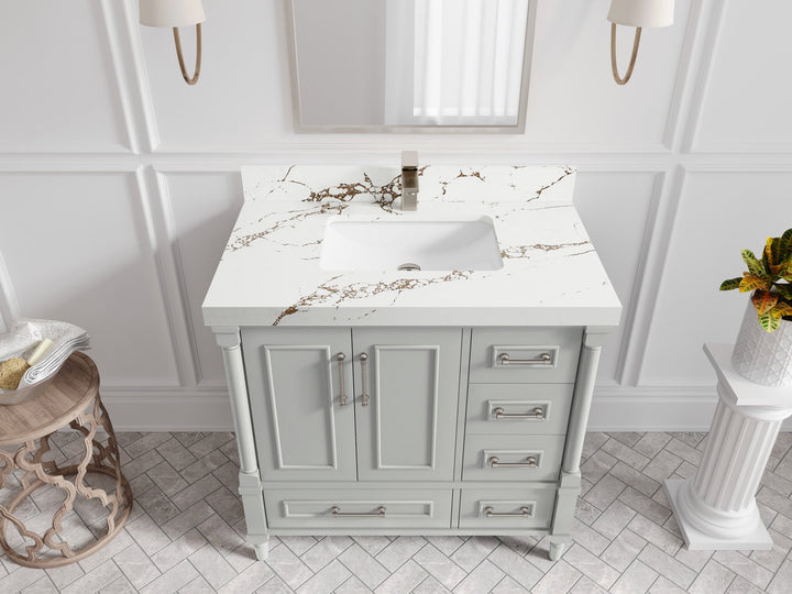 Aberdeen 36 in. W x 22 in. D Center Sink Bathroom Vanity - photo 33