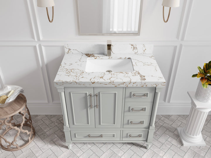 Aberdeen 36 in. W x 22 in. D Center Sink Bathroom Vanity - photo 35