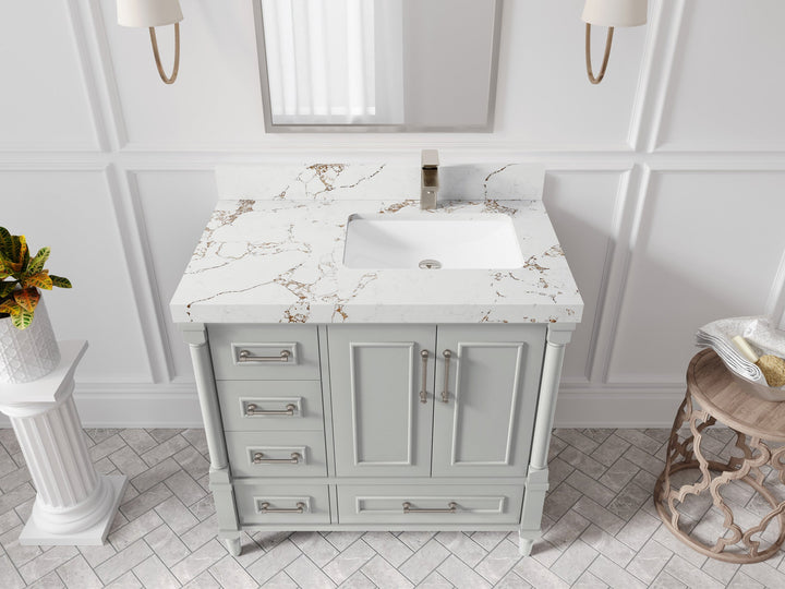 Aberdeen 36 in. W x 22 in. D Right Offset Sink Bathroom Vanity - photo 33