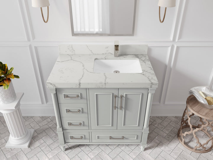 Aberdeen 36 in. W x 22 in. D Right Offset Sink Bathroom Vanity - photo 37