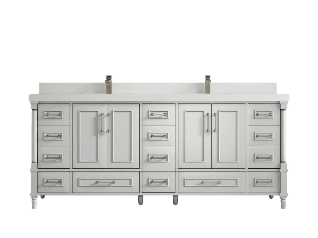 Aberdeen 80 in. W x 22 in. D Double Sink Bathroom Vanity in Coventry Gray with 2 in. White Quartz Countertop