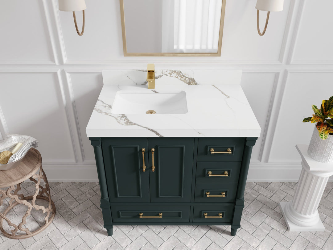 Aberdeen 36 in. W x 22 in. D Left Offset Sink Bathroom Vanity