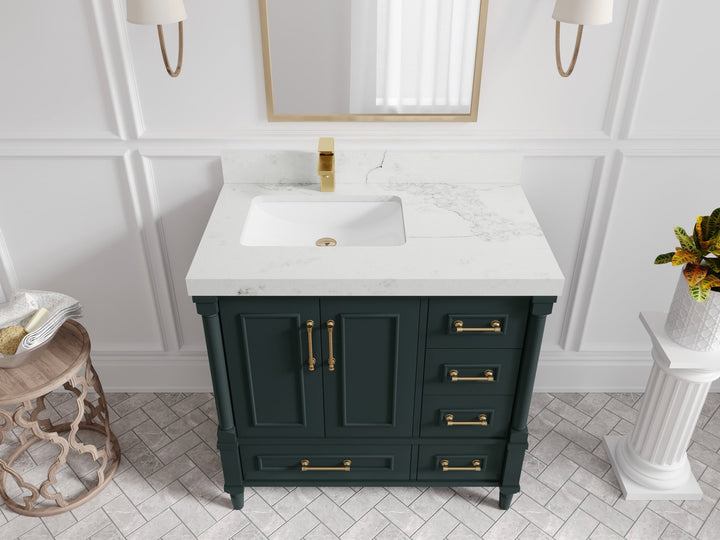 Aberdeen 36 in. W x 22 in. D Left Offset Sink Bathroom Vanity - photo 13