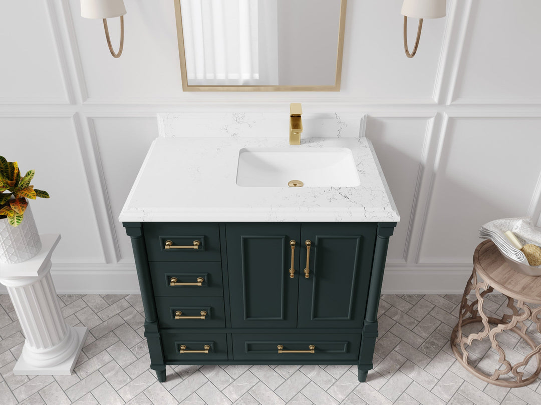 Aberdeen 36 in. W x 22 in. D Right Offset Sink Bathroom Vanity