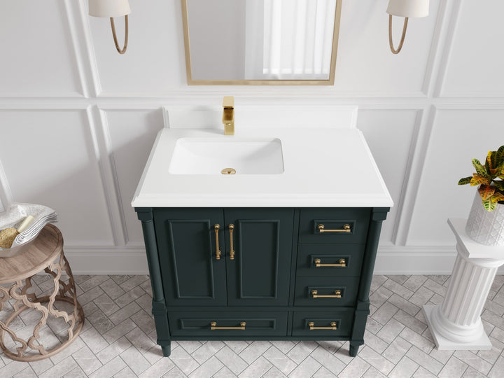 Aberdeen 36 in. W x 22 in. D Left Offset Sink Bathroom Vanity - photo 25