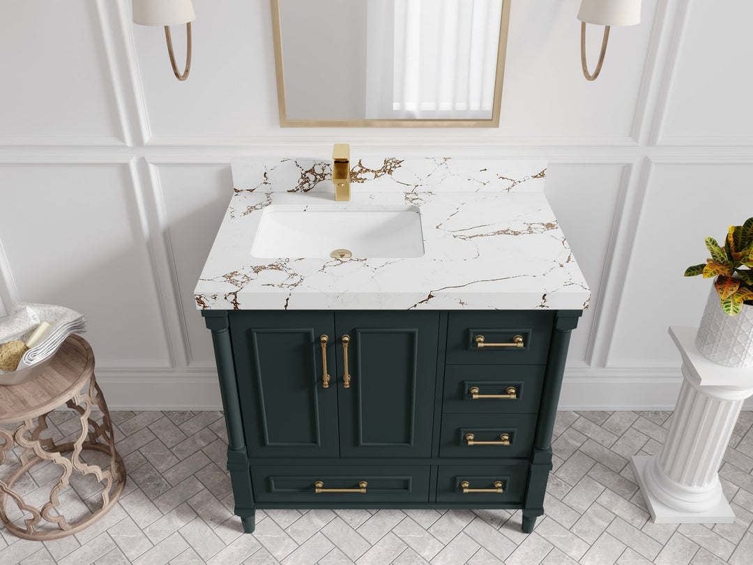 Aberdeen 36 in. W x 22 in. D Left Offset Sink Bathroom Vanity