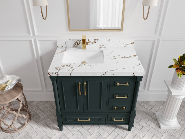 Aberdeen 36 in. W x 22 in. D Left Offset Sink Bathroom Vanity - photo 33