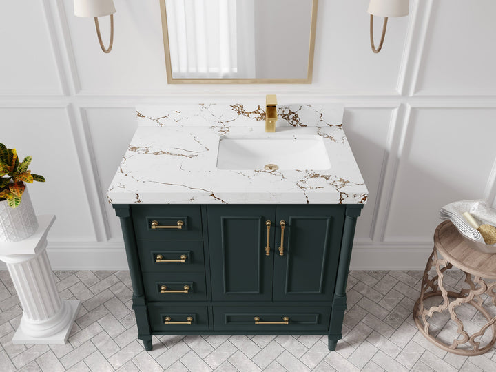 Aberdeen 36 in. W x 22 in. D Right Offset Sink Bathroom Vanity - photo 33