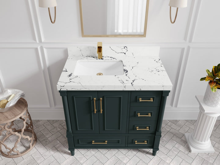 Aberdeen 36 in. W x 22 in. D Left Offset Sink Bathroom Vanity - photo 37