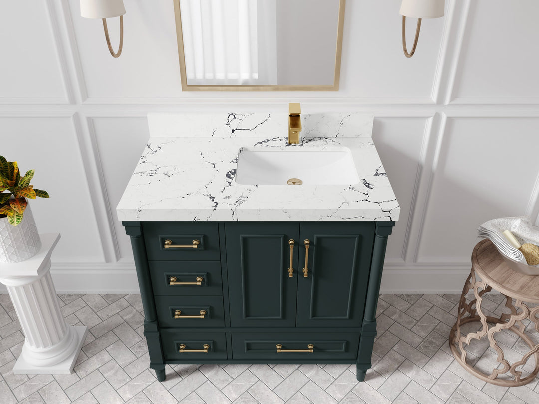 Aberdeen 36 in. W x 22 in. D Right Offset Sink Bathroom Vanity