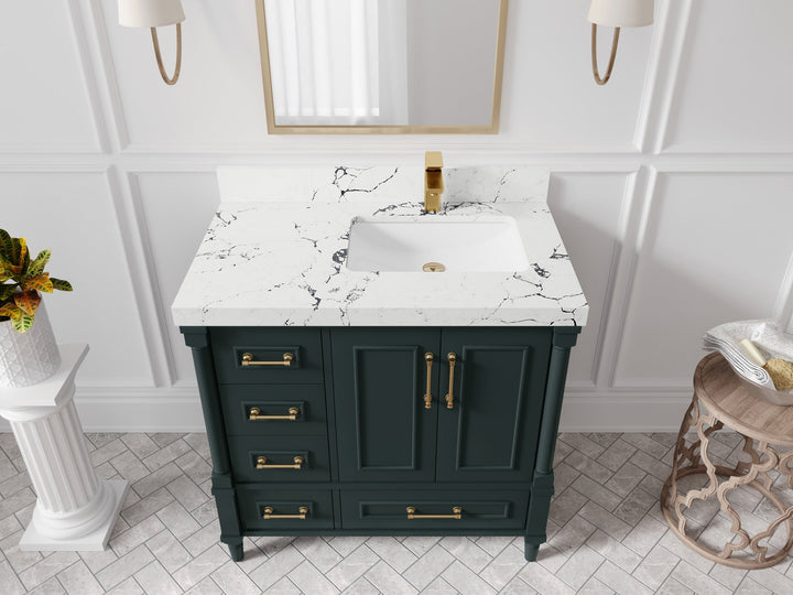 Aberdeen 36 in. W x 22 in. D Right Offset Sink Bathroom Vanity - photo 37