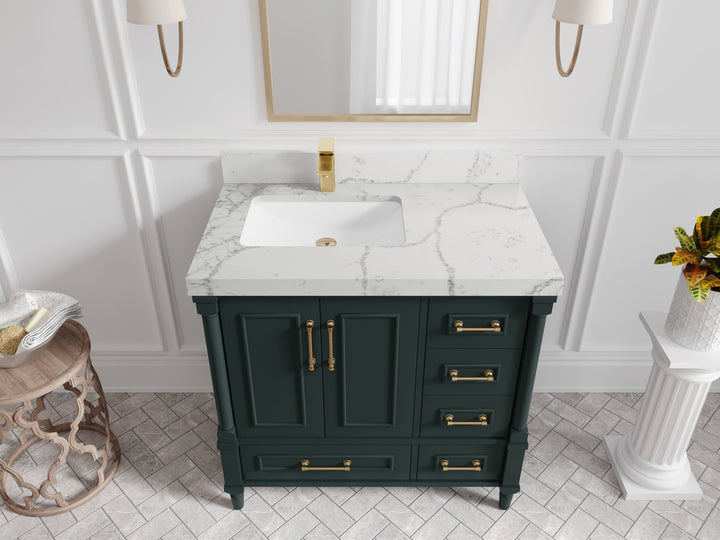Aberdeen 36 in. W x 22 in. D Left Offset Sink Bathroom Vanity - photo 39