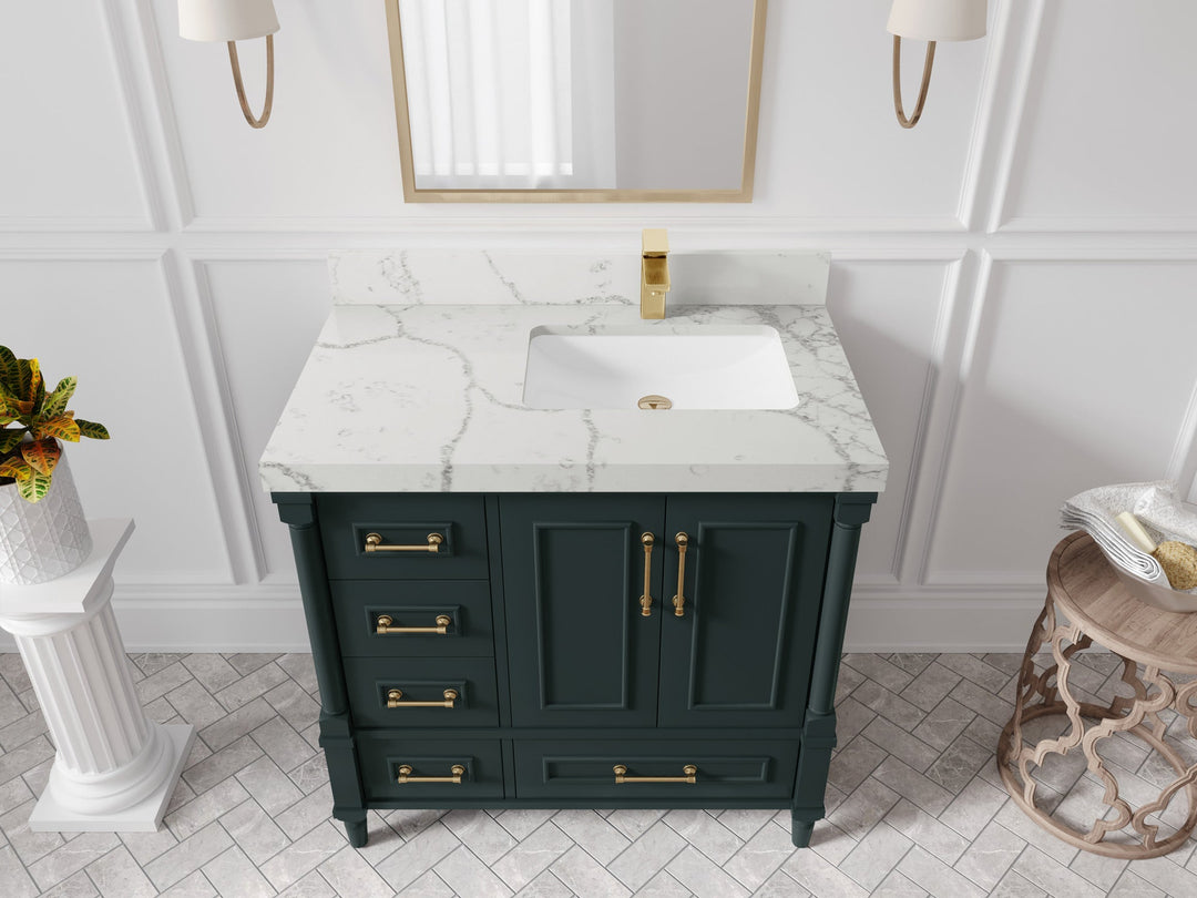 Aberdeen 36 in. W x 22 in. D Right Offset Sink Bathroom Vanity