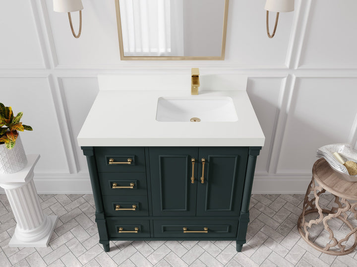 Aberdeen 36 in. W x 22 in. D Right Offset Sink Bathroom Vanity - photo 41