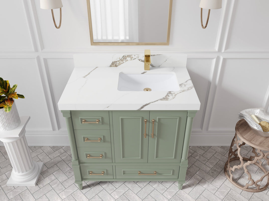 Aberdeen 36 in. W x 22 in. D Right Offset Sink Bathroom Vanity