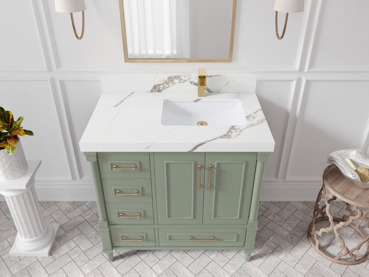 Aberdeen 36 in. W x 22 in. D Right Offset Sink Bathroom Vanity - photo 15