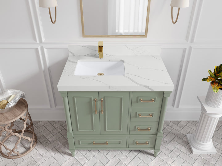 Aberdeen 36 in. W x 22 in. D Left Offset Sink Bathroom Vanity - photo 41