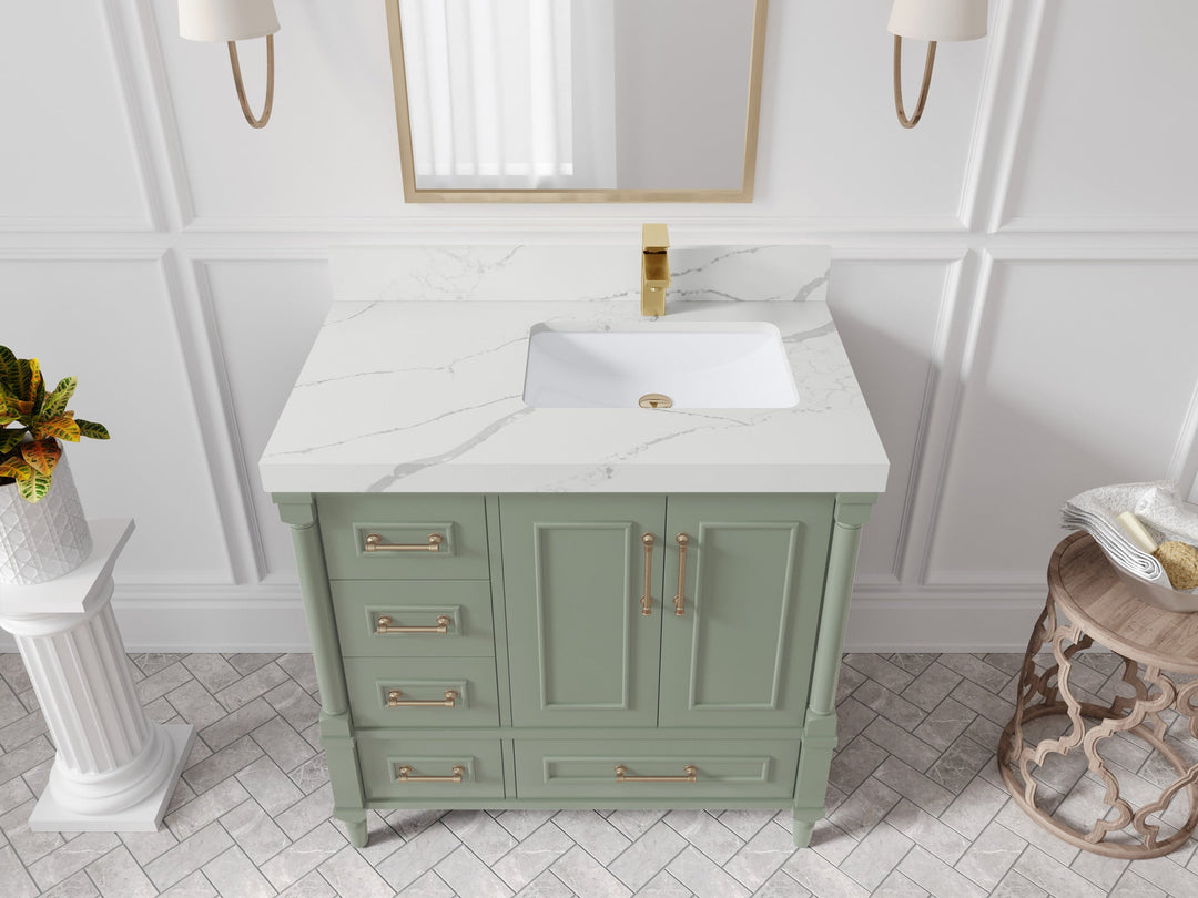 Aberdeen 36 in. W x 22 in. D Right Offset Sink Bathroom Vanity