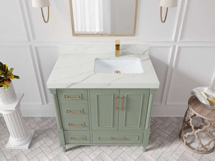 Aberdeen 36 in. W x 22 in. D Right Offset Sink Bathroom Vanity - photo 3