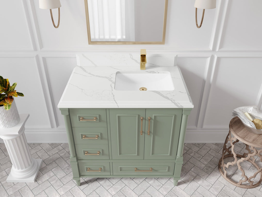 Aberdeen 36 in. W x 22 in. D Right Offset Sink Bathroom Vanity