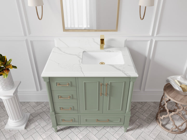 Aberdeen 36 in. W x 22 in. D Right Offset Sink Bathroom Vanity - photo 20