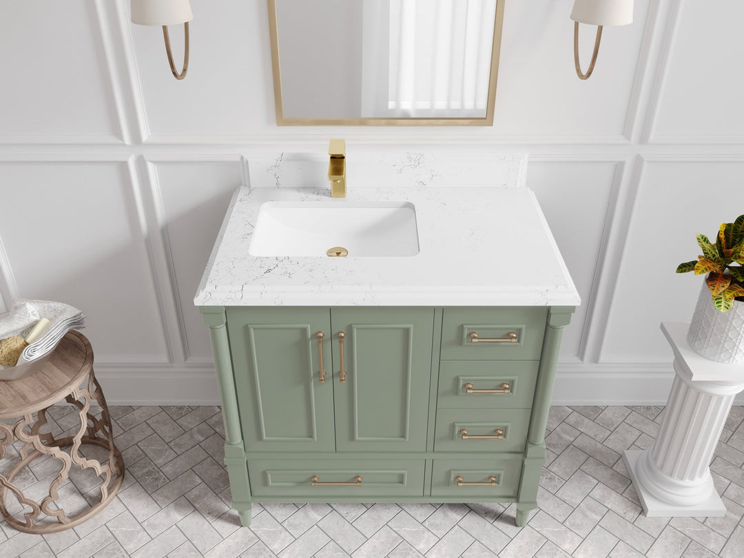 Aberdeen 36 in. W x 22 in. D Left Offset Sink Bathroom Vanity