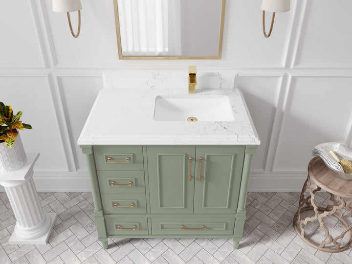 Aberdeen 36 in. W x 22 in. D Right Offset Sink Bathroom Vanity - photo 22