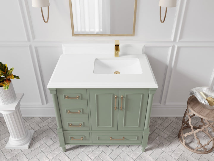 Aberdeen 36 in. W x 22 in. D Right Offset Sink Bathroom Vanity - photo 23