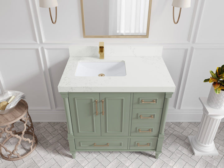 Aberdeen 36 in. W x 22 in. D Left Offset Sink Bathroom Vanity - photo 25