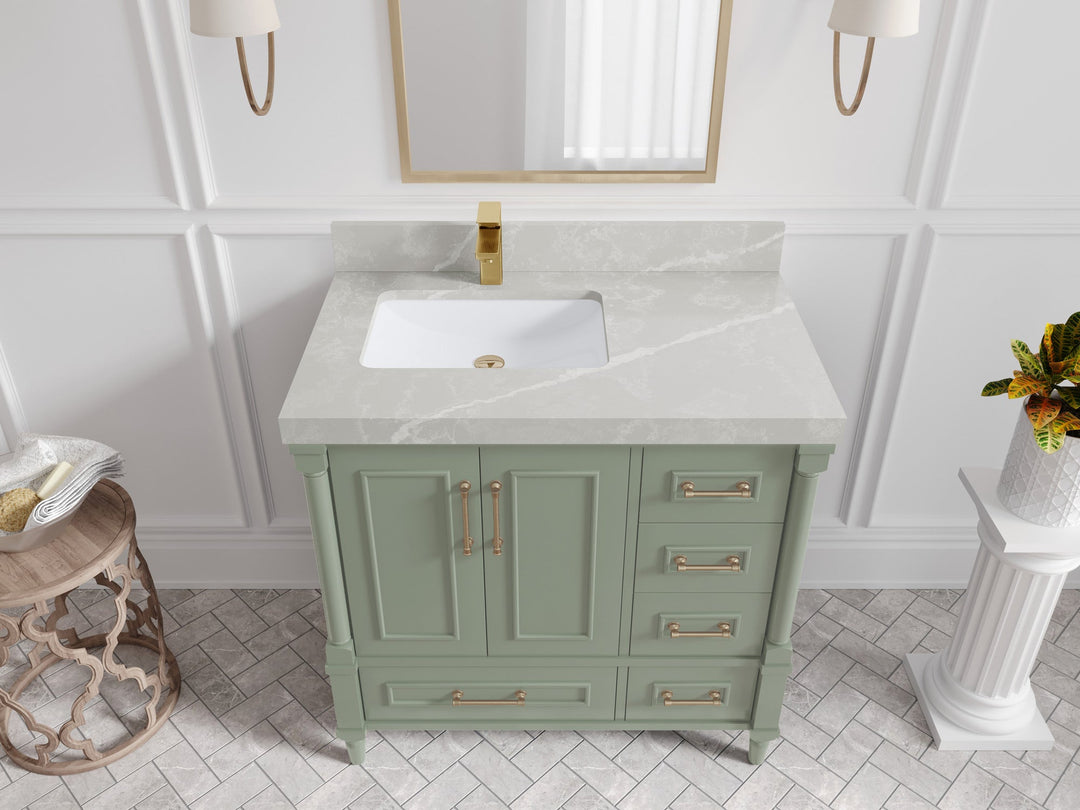 Aberdeen 36 in. W x 22 in. D Left Offset Sink Bathroom Vanity