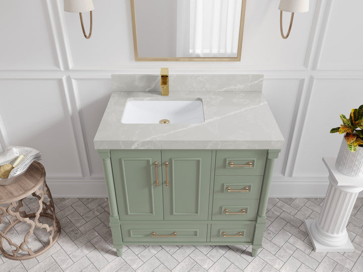 Aberdeen 36 in. W x 22 in. D Left Offset Sink Bathroom Vanity - photo 27