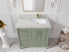 Aberdeen 36 in. W x 22 in. D Right Offset Sink Bathroom Vanity - photo 29