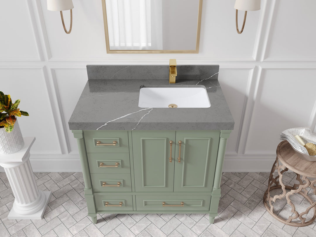 Aberdeen 36 in. W x 22 in. D Right Offset Sink Bathroom Vanity