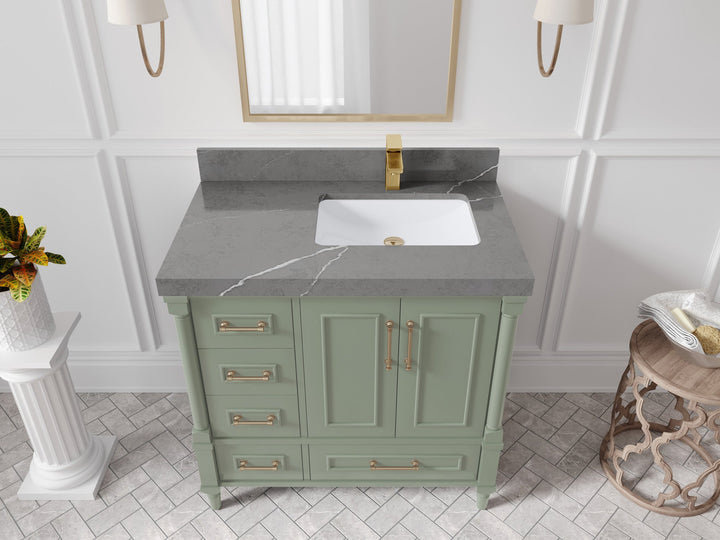 Aberdeen 36 in. W x 22 in. D Right Offset Sink Bathroom Vanity - photo 26